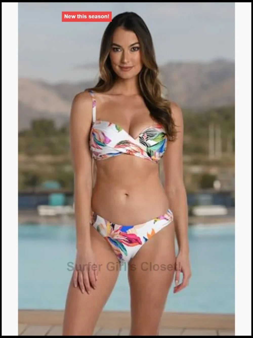 Over the Shoulder Wrap Bikini Swimsuit Top - Nylon/Spandex